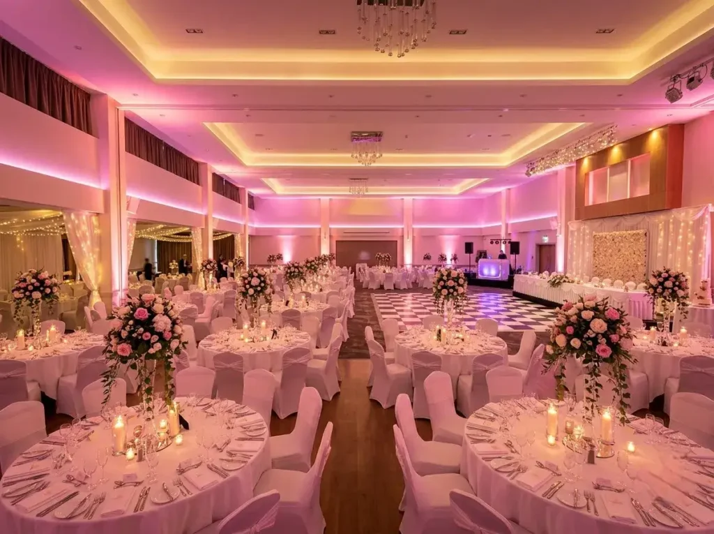 Best banqueting venue in Ruislip, Venue 5 hall set for a wedding