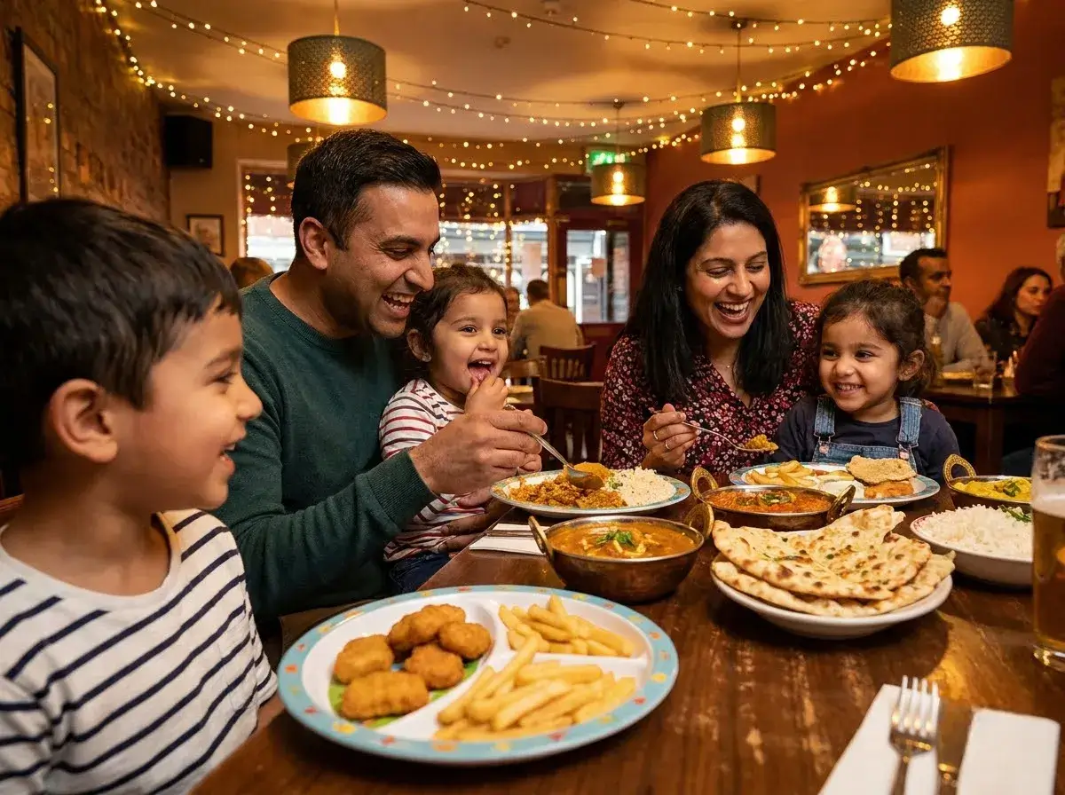 Family enjoying dinner together at Venue 5, the best Indian restaurant in Ruislip
